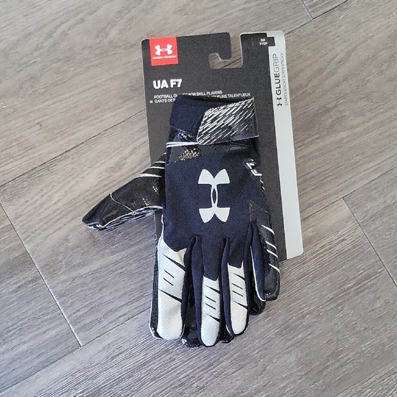 Under Armour Black and White Football Gloves - Picture 1 of 5